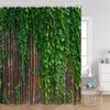 Green Vines Wall Shower Curtains Green Plants Greenery Bathroom Decorations Vintage Landscape Polyester Bath Curtains With Hooks