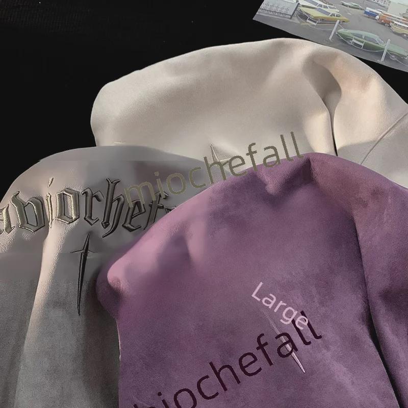 Unisex Purple Embroidered Sweatshirt - Autumn/Winter Trendy Round Neck