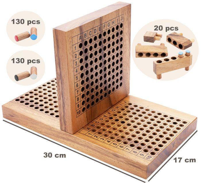 Seeschlacht aus Holz – Traditionelles ökologisches Holzspiel – Strategiespiel – Brettspiel – 350430 – 2 Spieler – ab 6 Jahren
