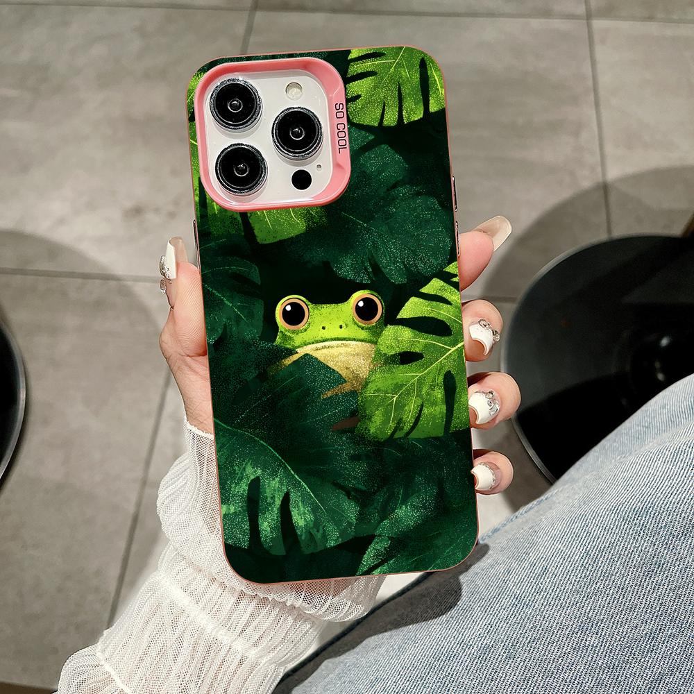 

Kawaii Frog Phone Case for iPhone 17 16 15 14 13 12 11 X XR XS Air Pro Max Plus Pink Colorful Silver Cover iPhone XR