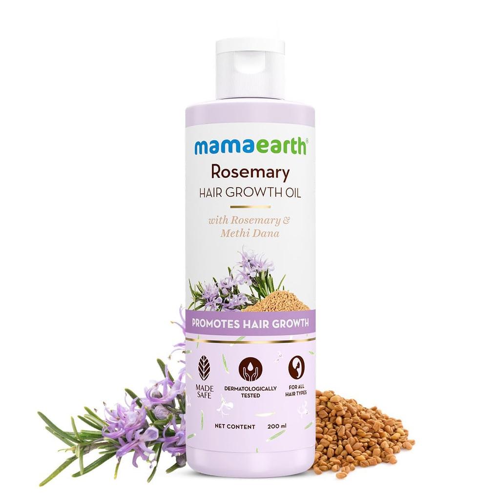 Mamaearth Rosemary & Fenugreek Hair Growth Oil 200ml, Strengthens Roots, Reduces Hair Fall, Thicker Fuller Hair, Natural & Safe