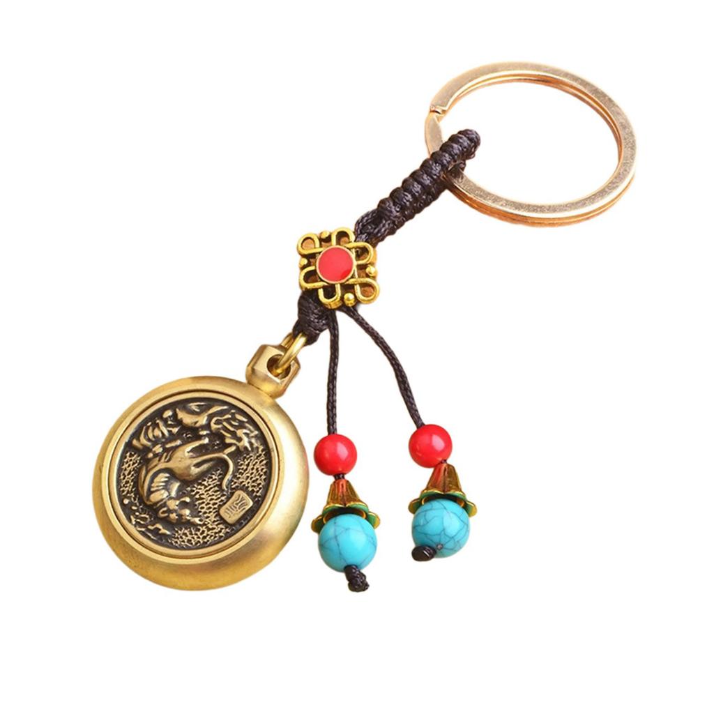 Handmade Animal Pattern Keychain Charm Keychain Accessory Brass Texture Suitable for Prosperity and Peace Home Decors