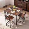 Bar Table, 5PCS 889mm Bars Tables Set, Bar Tables and Chair Set with Rounded Edge Design, Square Pub Table with Four Stools for Living Room, Dining