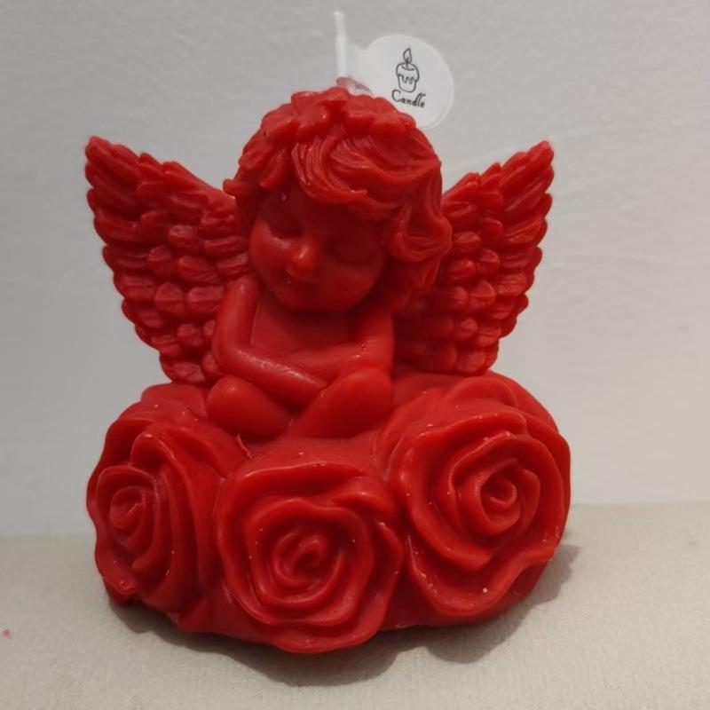 Angel Aromatherapy Candle - Smokeless Soy Wax with Little Angel Ornaments for Birthday or Full Moon Souvenir Atmosphere