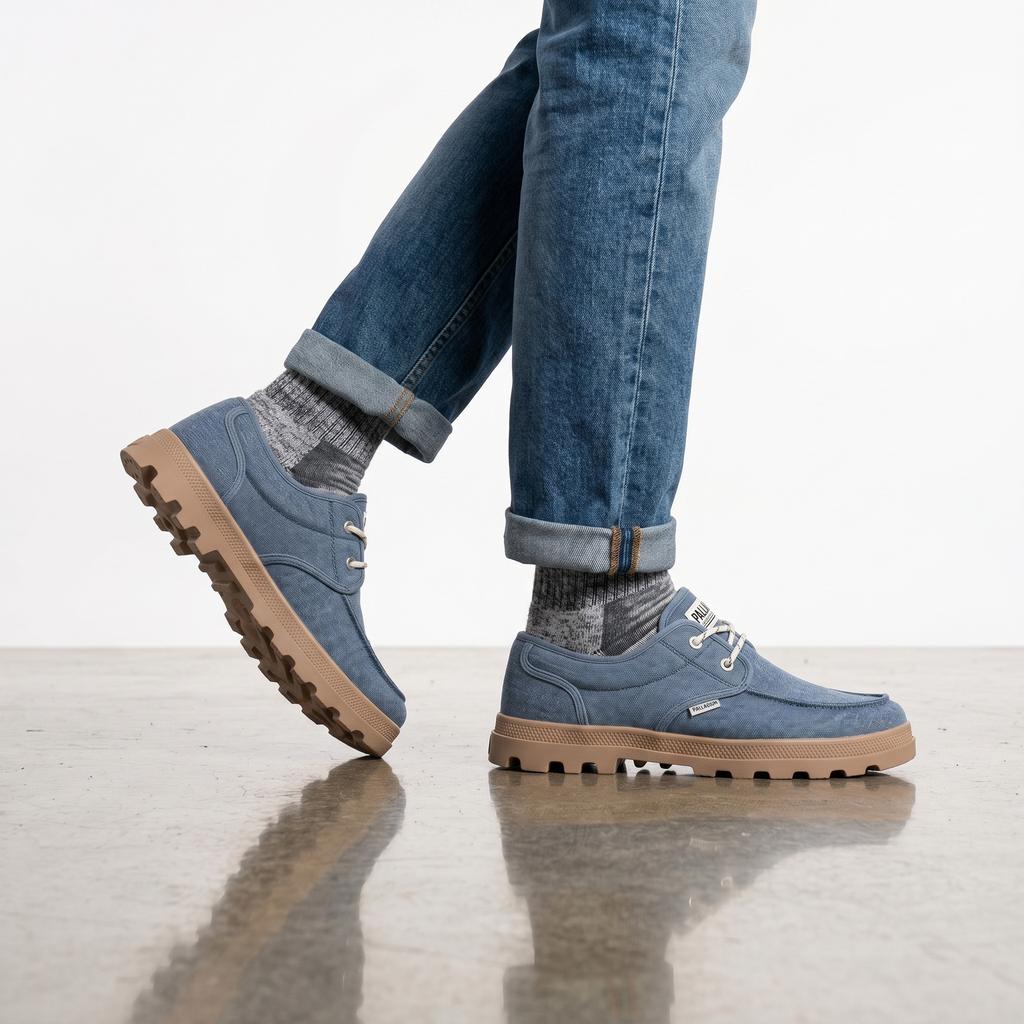 Palladium Dunelite Moc Cush - Sneakers da Uomo Scarpe Tela Blu 04660-481-M ORIGINALE