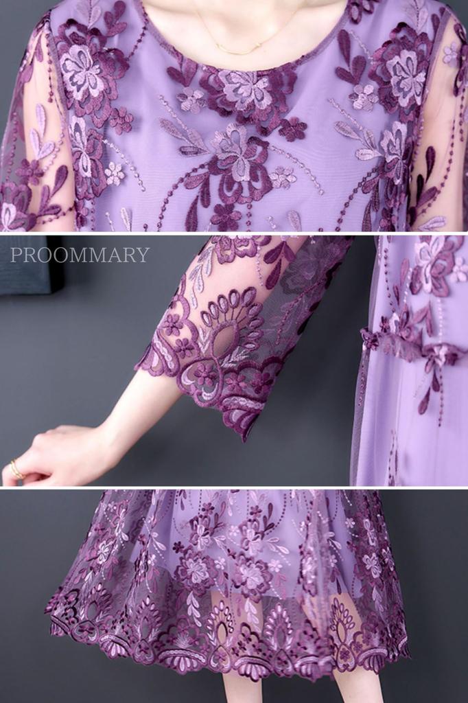 Party Large Wedding Party Lined [PROOMMARY] Dress, Size, Dress, Women's, Formal, Dress, 3/4 Sleeves, Lace, A-Line, (XL)