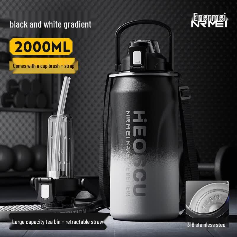 Youluo 2000ML Insulated Outdoor Water Bottle with Straw