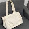 Borsa Tote in Tela a Pois con Decorazione Fiocco di Pizzo Grande Capacità Borsa a Spalla Casual Stile Vintage Carina Borsa a Mano per Pendolari Quotidiani