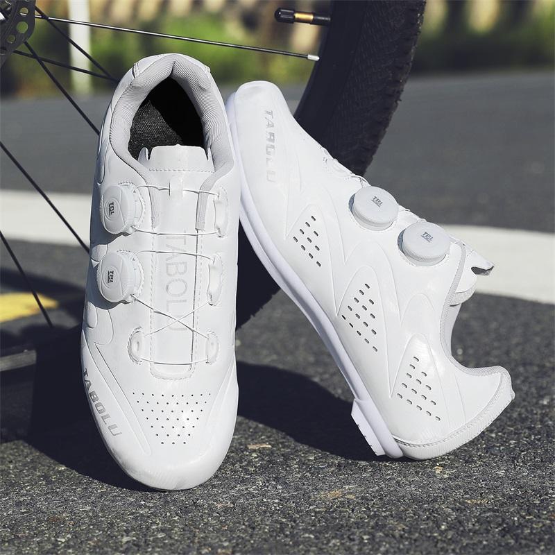 Men's White Male Self-Locking Cleat Non-slip Speed Bicycle Shoes New Road Cycling Shoes Women Spd Racing Sneakers Lightweight