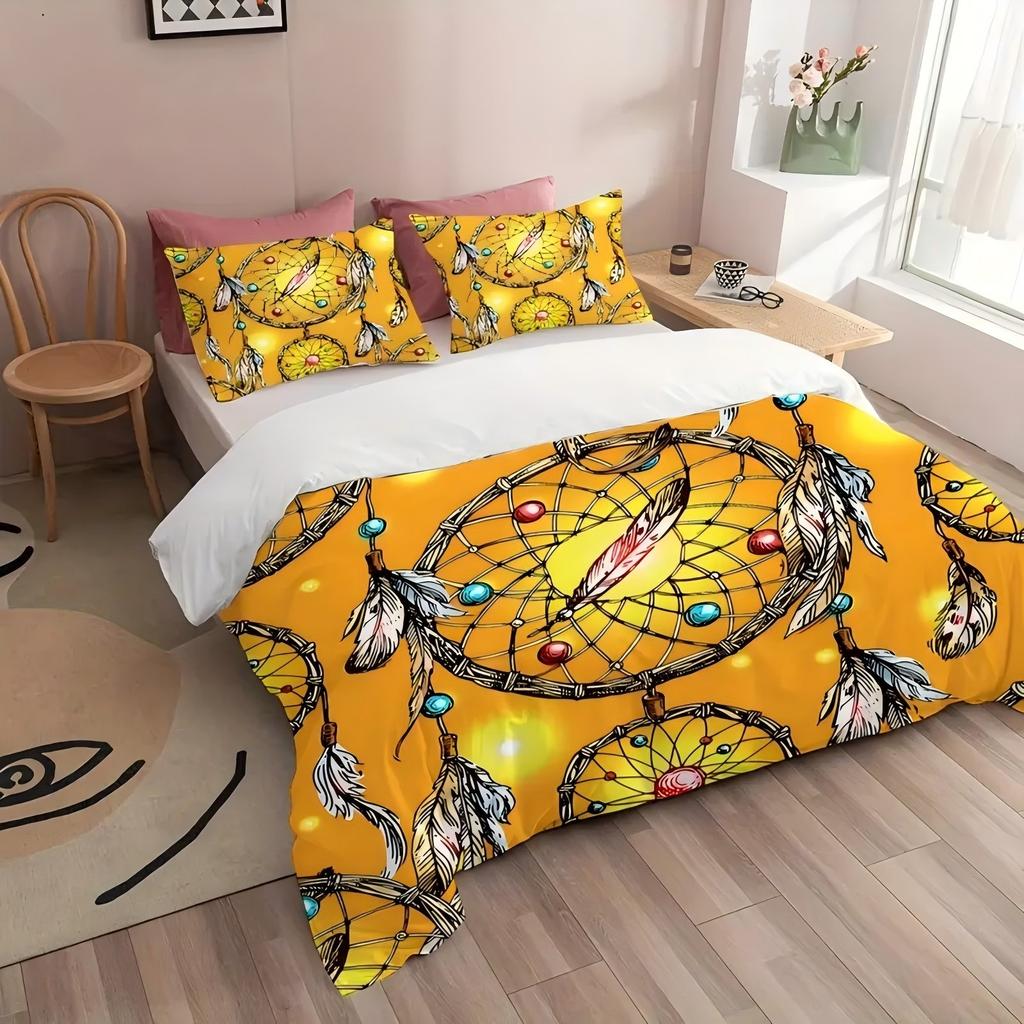 Comforter Bead Dreamcatcher Net 3D Printed Fashion Exotic Style Bedding Set Soft Comfortable Luxury