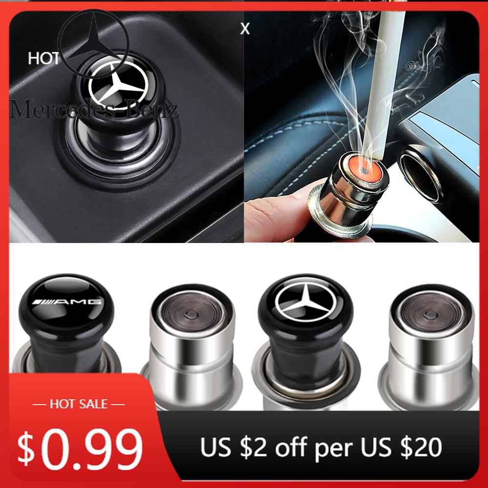 Hot Car Sticker 12V Metal Universal Auto Car Windproof Flameless Cigarette Lighter Power Socket For Mercedes Benz AMG W211 W203