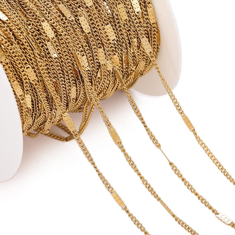 1Meter/Pack Stainless Steel Link Chains Bulk Gold Color Necklace Chains for DIY Bracelet Necklace Jewelry Making Accessories
