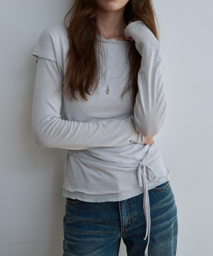 KEYAMO Sheer Layered Set Top_Cool Ash