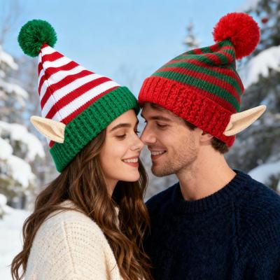 Santa Hat Soft Striped Beanie Christmas Dwarf Hat Adults For Fun Outdoor Cosplay Party Holiday Family Gathering Festival Event