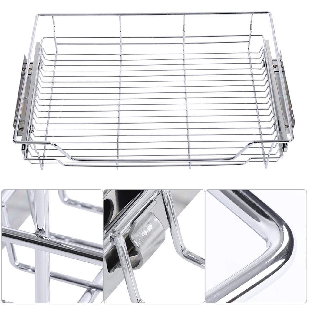 Stainless Steel Pull Out Cabinet Basket Organizer for Dish Bowl Pan Household(800mm)