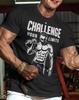 Challenge Herren Baumwoll T-Shirt Fitnessstudio Workout Bodybuilder Grafikdruck Schwarz Athletisch Normale Passform - Herren Sommer Baumwolle Grafik T-Shirt
