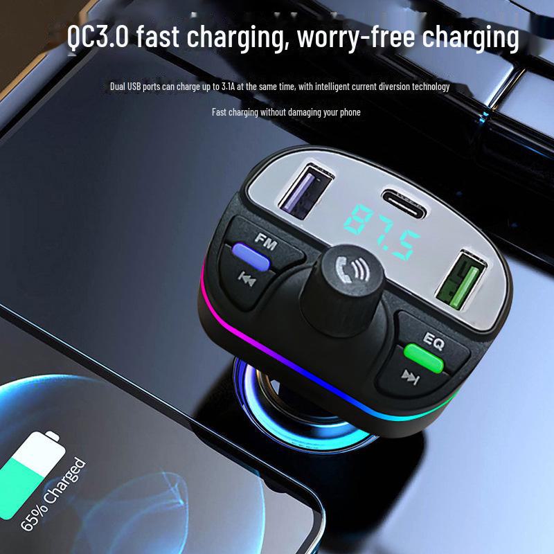 HT Series Car Bluetooth Receiver & FM Transmitter with MP3, Hands-Free Calls, and Fast-Charging Car Charger