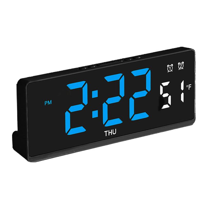 

Digital Alarm Clock LED Desk Clock Temperature Week Display Portable Travel Clock for Bedroom Office Kitchen Home Decor синий