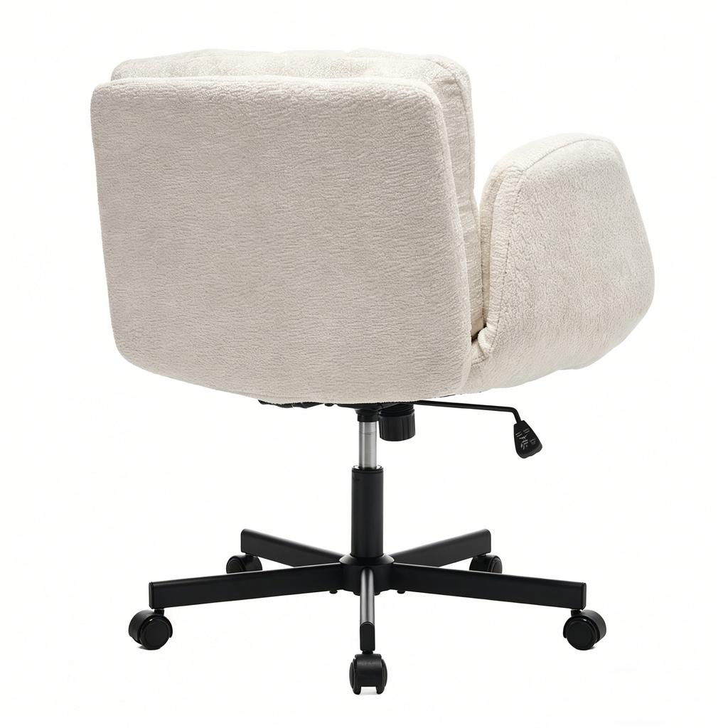 Moderner Chenille Drehstuhl für das Büro, Höhenverstellbare umwandelbare Armlehnen, Schreibtischstuhl für Zuhause, Arbeitszimmer, Schminktisch & Wohnzimmer, Creme / Beige, DE5028BG