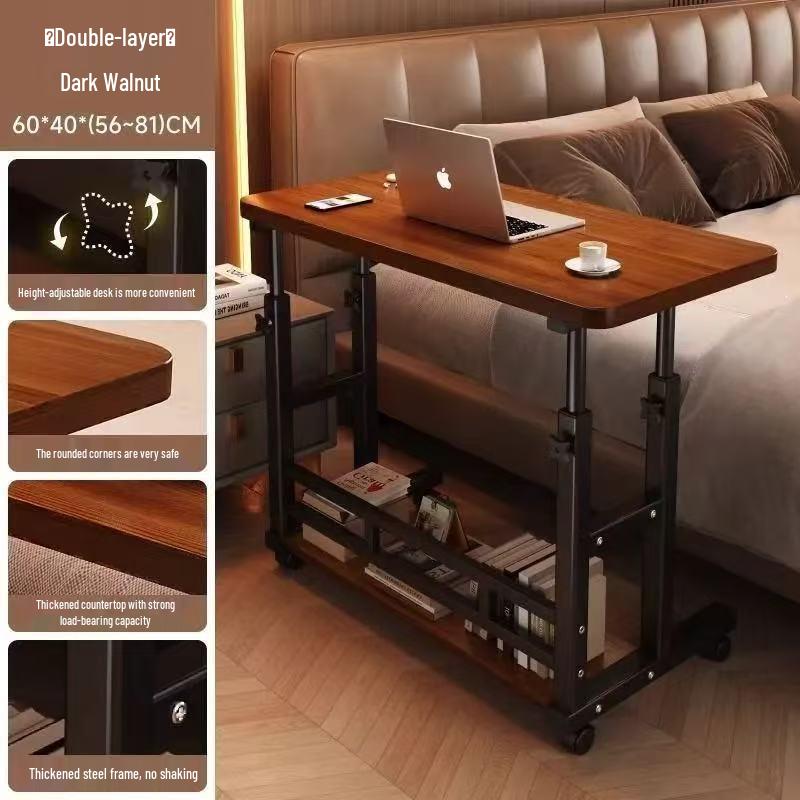 Adjustable Multi-Layer Bookshelf & Movable Laptop Table with Wheels