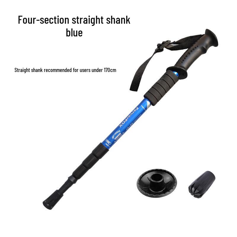 Telescopic Aluminum Trekking Pole - Anti-slip, Four-Section, Straight Handle for Men and Women