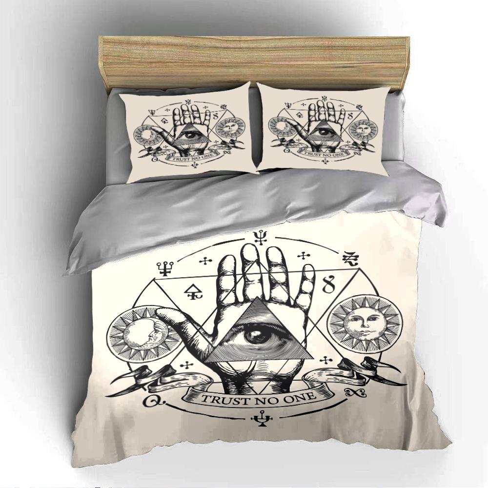 Mystical Symbols Hand Design Bedding Set Bedding set (1 duvet cover, 2 pillowcases, duvet not included)