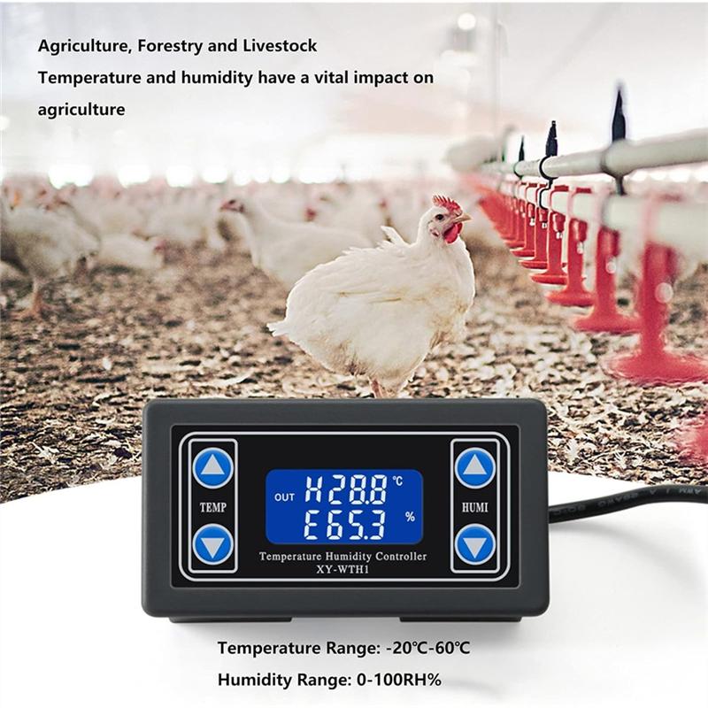 Automatic Thermostat LCD Digital Temperature Humidity Controller Indicator For Incubation Breeding Greenhouse, Model XY-WTH1