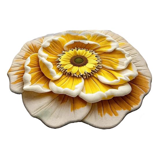 3D Visual Flower Rug Realistic Floral Floor Mat Non-Slip Absorbent Bathroom Rug for Bedroom Living Room Playroom Entrance Decor
