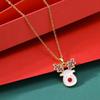 Women's Santa Claus Enamel Pendant Necklace, Non-Fading Rhinestone, Light Luxury Holiday Jewelry