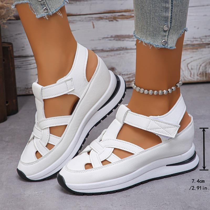 Plus-size Women Wedge Roman Sandals Velcro Strap Platform Casual Summer Shoes
