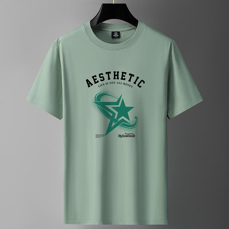 GMXIA Cotton Short Sleeve T-shirt Men's Fashion Loose Half Sleeve Shirt Printed