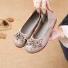 New Real Cow Leather Ballet Flats Woman Slim Foot Shoes Ladies Vintage Floral Moccasins Woman Luxury Flattie Beige Slip On Shoes