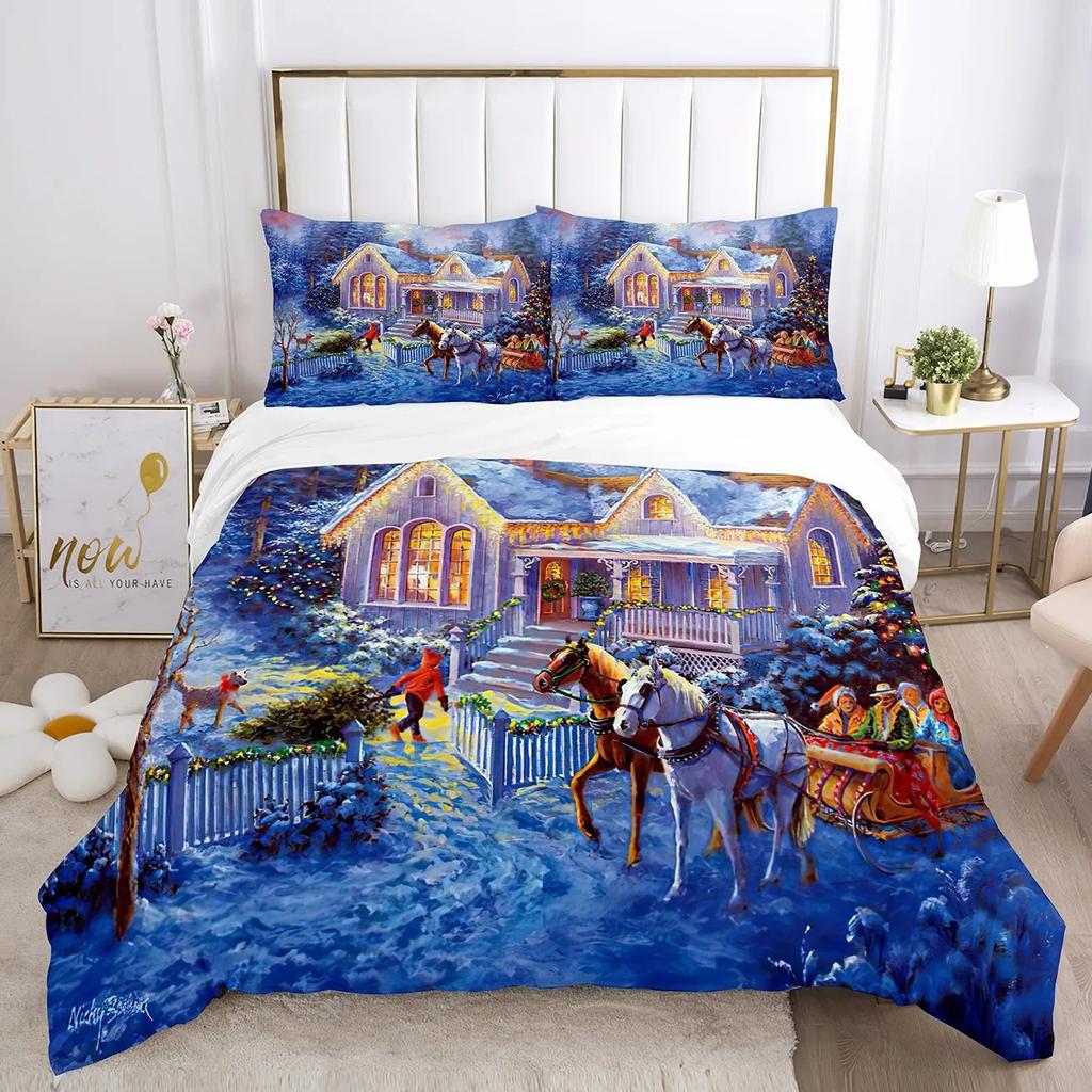 Rosa Rot Weihnachten Bettwäsche Set Niedlich Ohne Füllung Bettbezug Kissenbezug Einzel Doppel Kinder Erwachsene Neujahrsgeschenk Heimdeko Bettwäsche