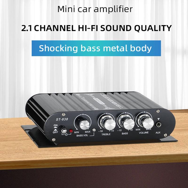 ST-838 2.1 Channel HiFi Power Amplifier, Low and High Frequency Adjustment, 80W * 2 Stereo Sound Amplifier, Mini Multimedia Play