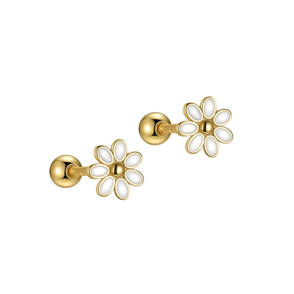 Fine 925 Silver Jewelry Women Fashion Promotion 18K Gold 925 Sterling Silver Earrings Minimalist Drop Glue Flower Stud Earrings