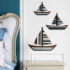 Yousheng 3 Pcs Wooden Sailboat Wall Decor Coastal Nautical Hanging Sailboat Wall Art Rustic Ocean Shipping Boat Sculpture for Home Bathroom Living
