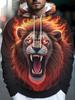 Men'S Trendy And Stylish Casual Hooded Sweatshirt, Blending Modern Simplicity with Street Fashion. Features a High-Quality Lion Print, Soft Texture,
