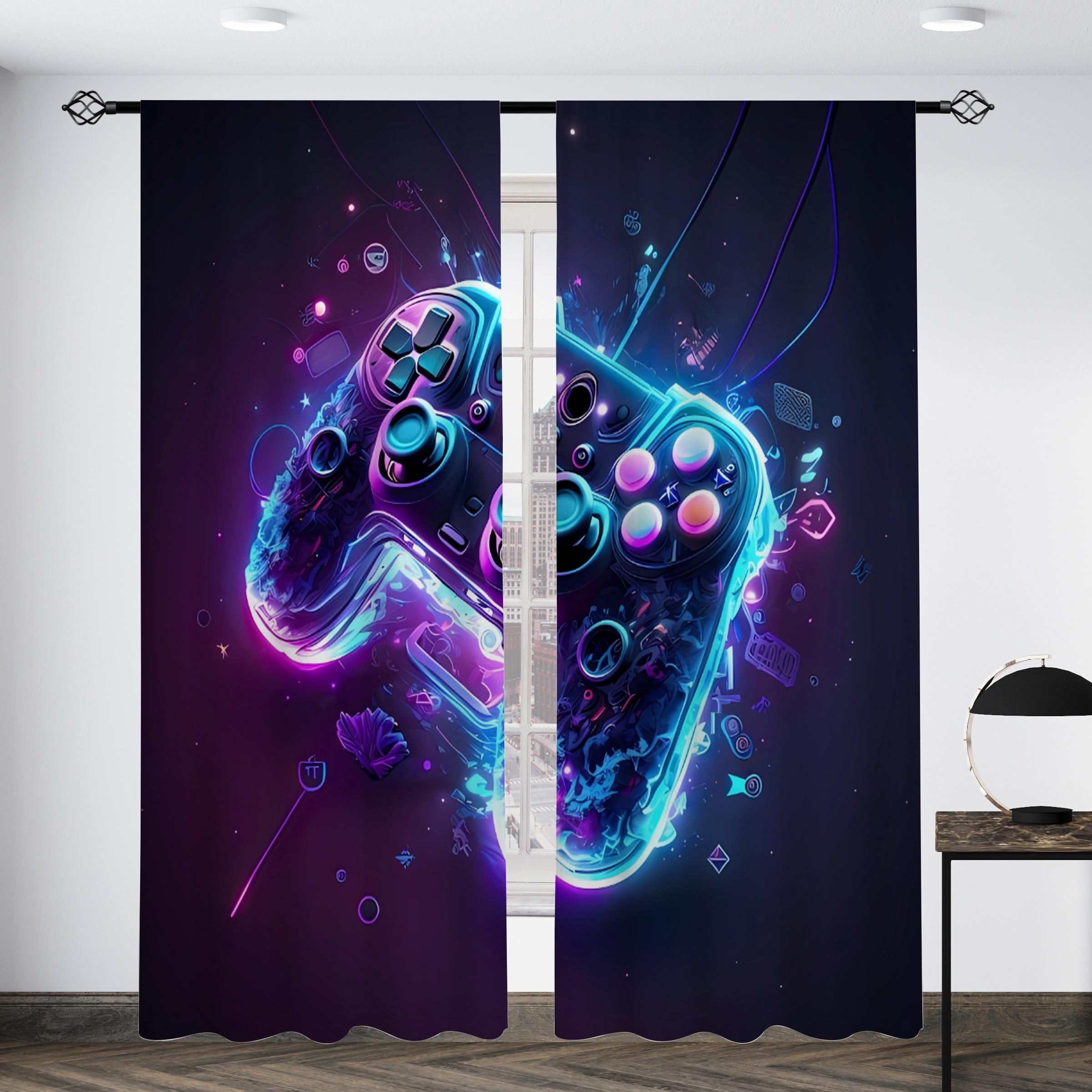 

2 шт./компл. Фиолетовые Ручки Печатные Полупрозрачные Шторы Для Гостиной Игровой Комнаты Спальни Полиэстер Карманные Шторы Для Дома 2x50W130H(CM)&hook