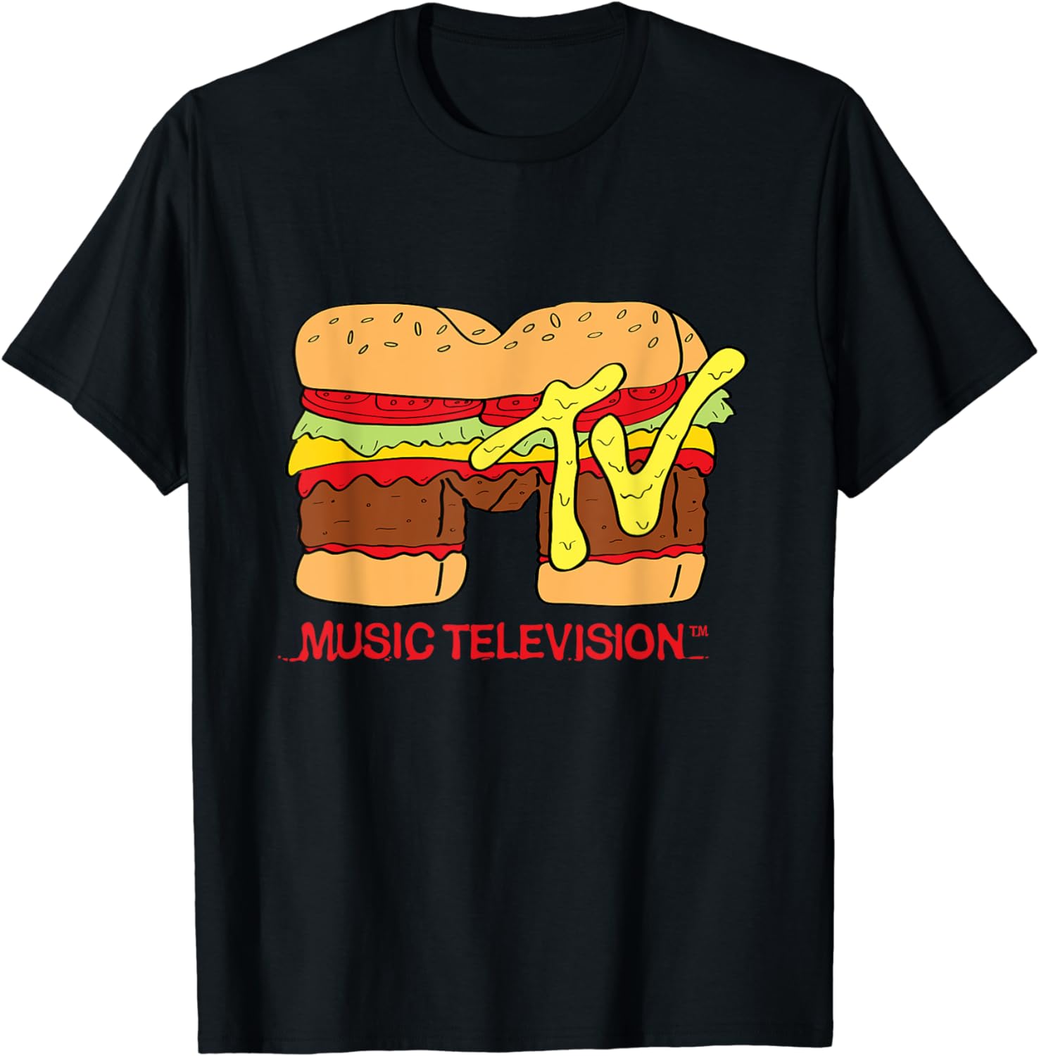 MTV Classic Logo Hamburger Design T Shirts TShirt S