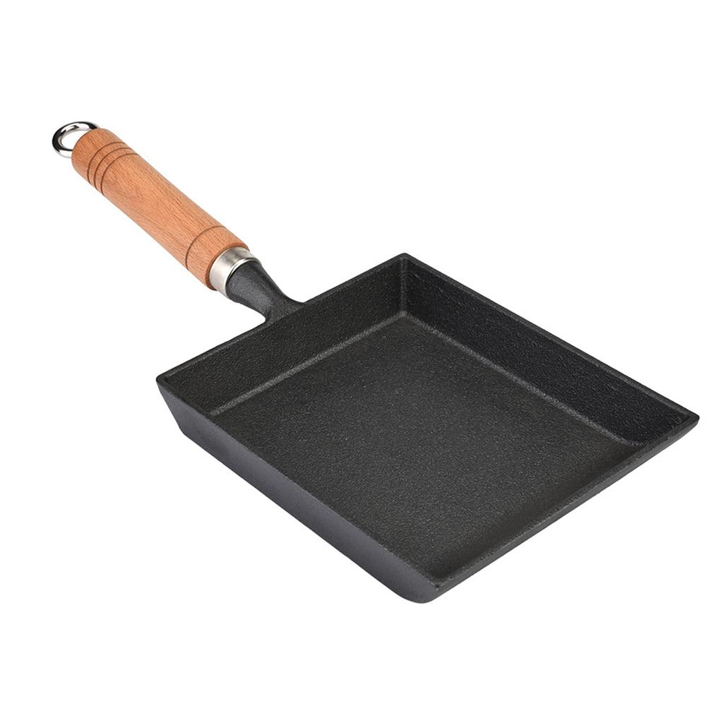Mini Frying Pan Iron Omelette Pot Tamagoyaki Wooden Handle