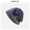 Lazy wind black pile hat women's autumn and winter fashion pullover confinement hat big head circumference showing face small bag head hat