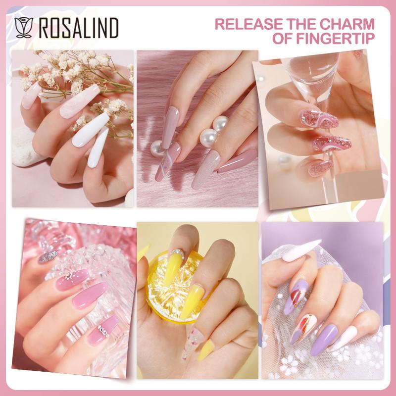 ROSALIND 150 Colors Mini Nail Gel Polish Soak Off UV Gel Nail Polish Long Lasting Base Top Gel Polish Temperature Cat Eye Glitter Nail Gel Glue
