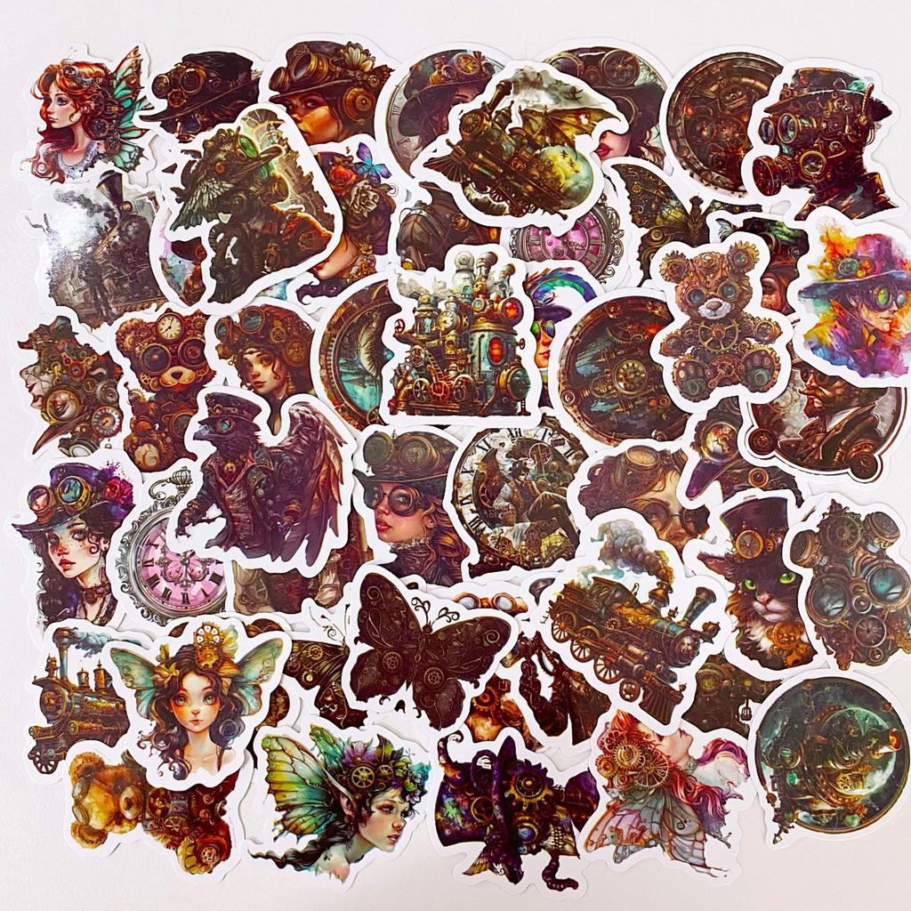 50 Steampunk Style Cool Diy Stickers Water Cup Waterproof Stickers Stickers Pack