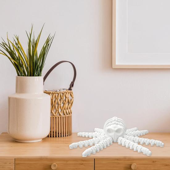 Simulated Skeleton Octopus Figurine Movable Joints Octopus Figure Articulated Sea Animal Model Fidget Toy Desktop Decoration Ornament