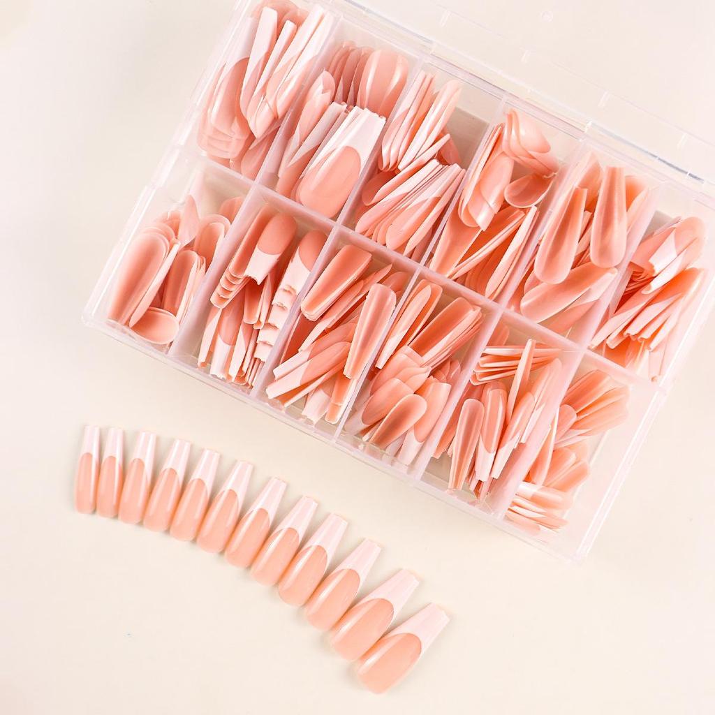 European American Medium Almond French Pointed Wearable False Nails - 360 Pieces