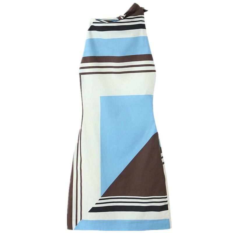 

Fashion Style 2024 Autumn New Women s Clothing Slim-Fit Contrast Colors Stripes Poplin Short Dress 8425492 Picture color L