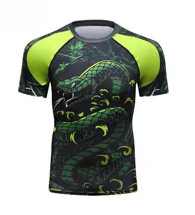 Men's Fitness Sportswear Short Sleeve Creative Printing Taekwondo Training Compression Shirt Sports Running Men's Round Neck