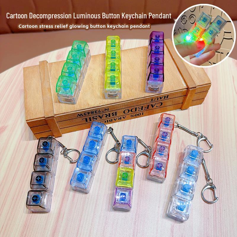 Four-key Transparent Light-up PC Decompression Keyboard Toy Keychain
