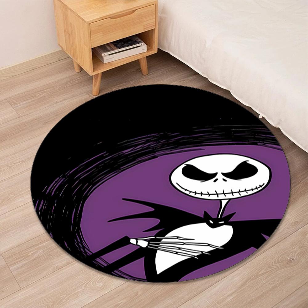 The Nightmare Before Christmas Printed Round Rug Carpet Chair Rug Area Rug Entryway Doormats,for Office Chair Living Room Bedroom Kitchen Room.