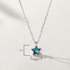 Star Necklace for Silver Star Shape Blue Crystal Pendant Pure Silver Platinum Jewelry [IDOLCO] Women, 925, & Necklace, Silver, 925, Finish,